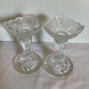 Vintage Oneida Crystal Candlestick Holders/southern garden pattern for a pair